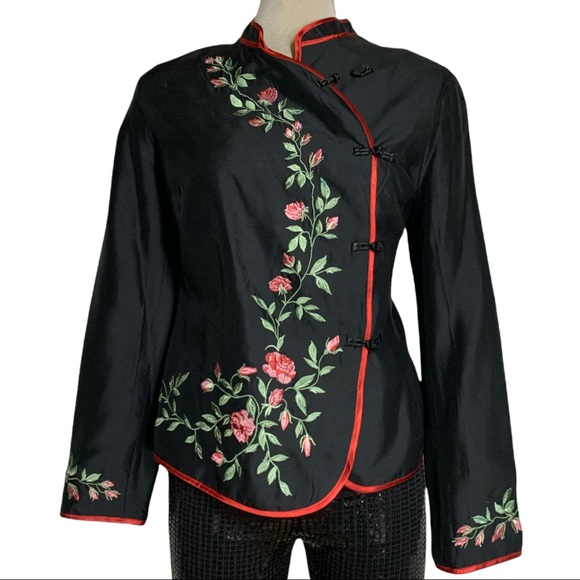 Fusion Black Embroidered Authentic Chinese Style - Picture 1 of 12